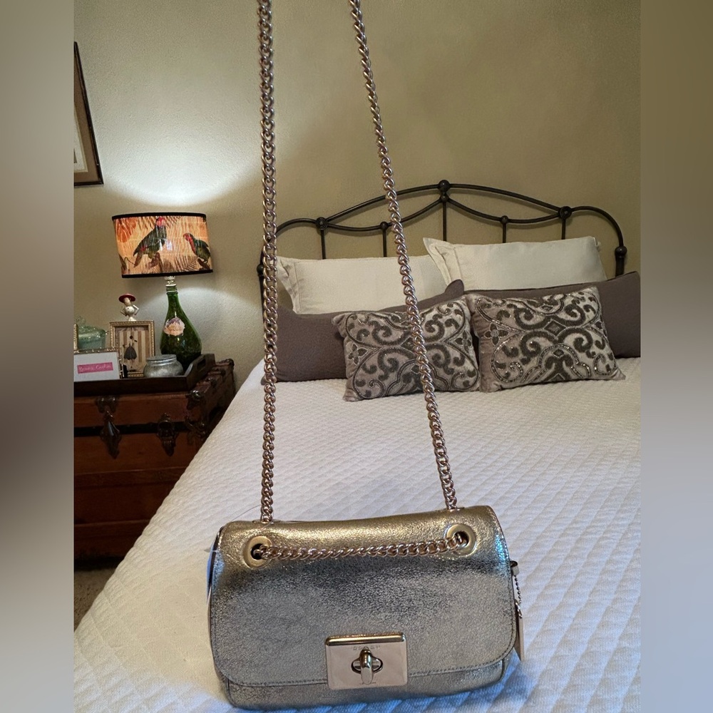 Coach Cassidy Crossbody/Shoulder Bag in Crinkle Metallic Gold - Picture 2 of 16